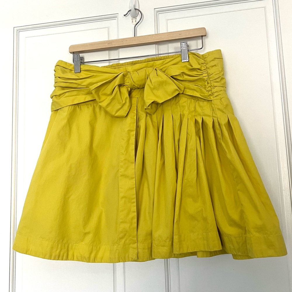 Anthropologie Maeve Bow Tie Mini Skirt in Yellow, size XL
